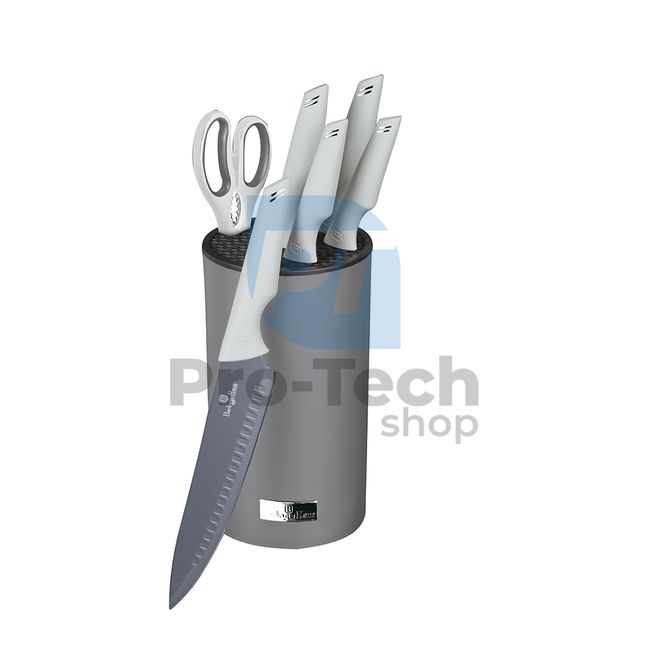 7-teiliges Küchenmesser-Set aus Edelstahl mit Ständer MATT GREY 20734