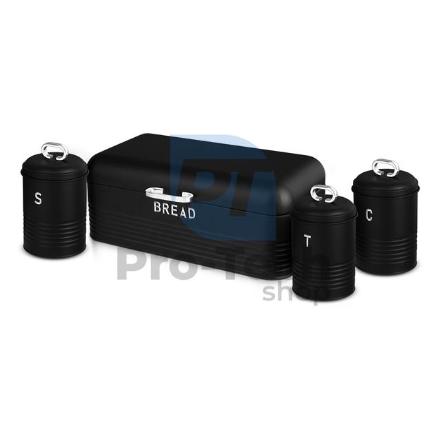 Edelstahl Brotbox mit Behältern BLACK- SILVER 20521