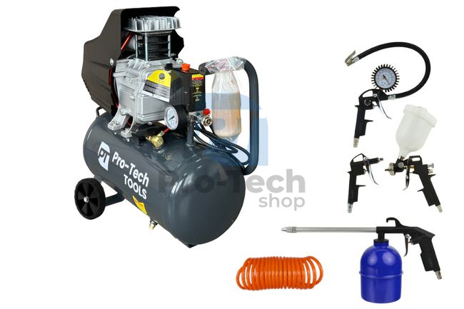 Kompressor 24L 2000W 230V + 5-teiliger Pneumatiksatz Pro-Tech TOOLS 40539