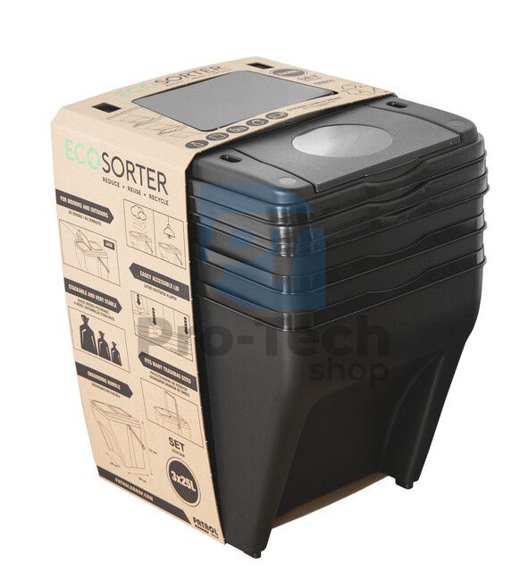 Stapelbarer Abfallbehälter ECOSORTER für sortierten Abfall 3x25l 16395