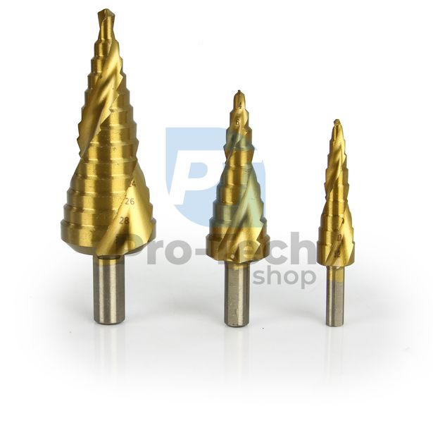 Abgestufte Metall-Spiralbohrer 3St. 4-12, 4-20, 6-30mm 14235
