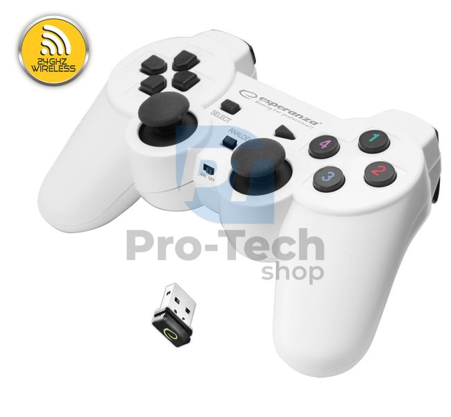 Vibrierendes kabelloses Gamepad PC/PS3 USB GLADIATOR, weiß-schwarz 72647