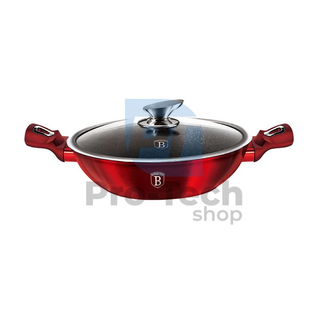 WOK-Pfanne mit Marmoroberfläche und Deckel 30cm METALLIC LINE BURGUNDY EDITION 19073